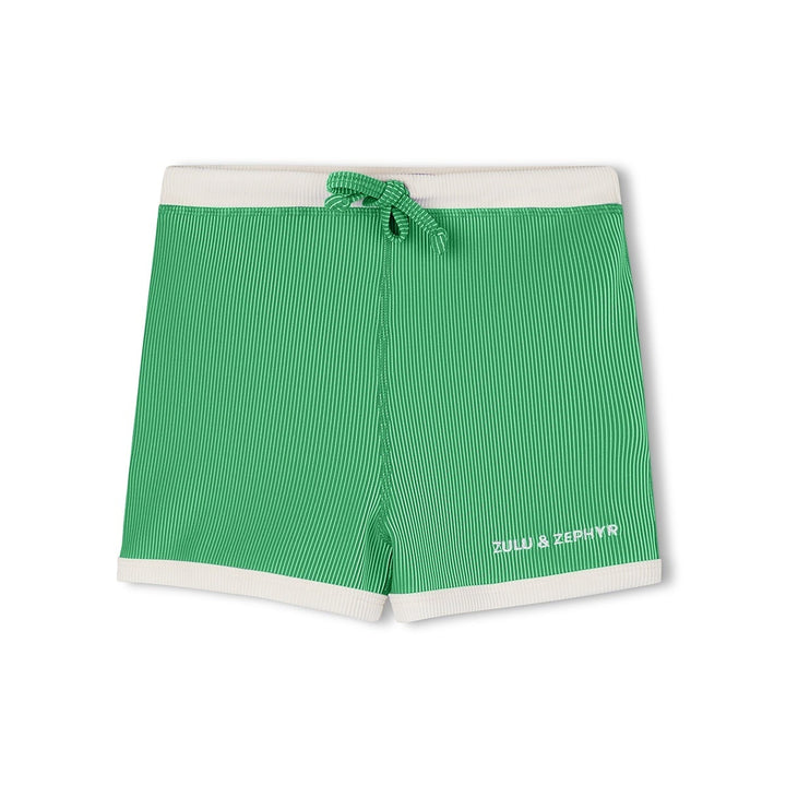 ZULU &amp; ZEPHYR MINI STRIPE RIB SURF SHORT: PARROT GREEN