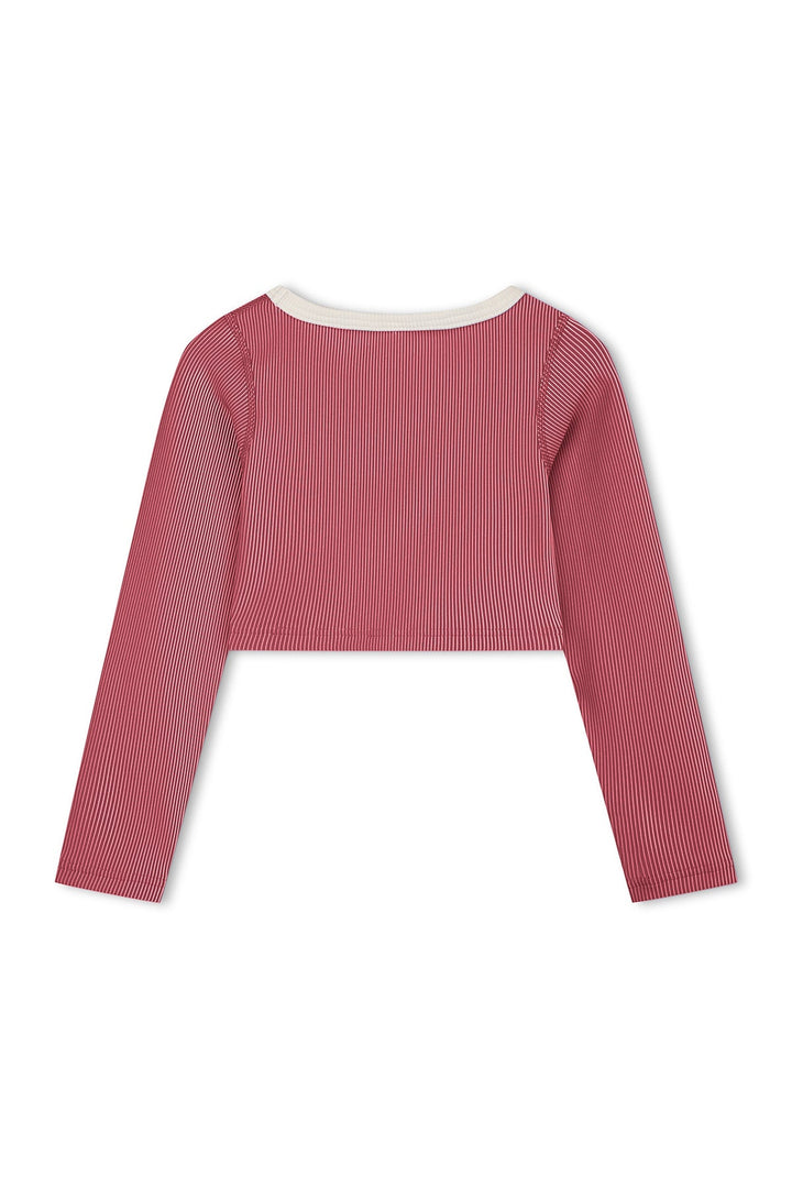 Zulu &amp; Zephyr Mini Stripe Crop Rashie Clay Red back