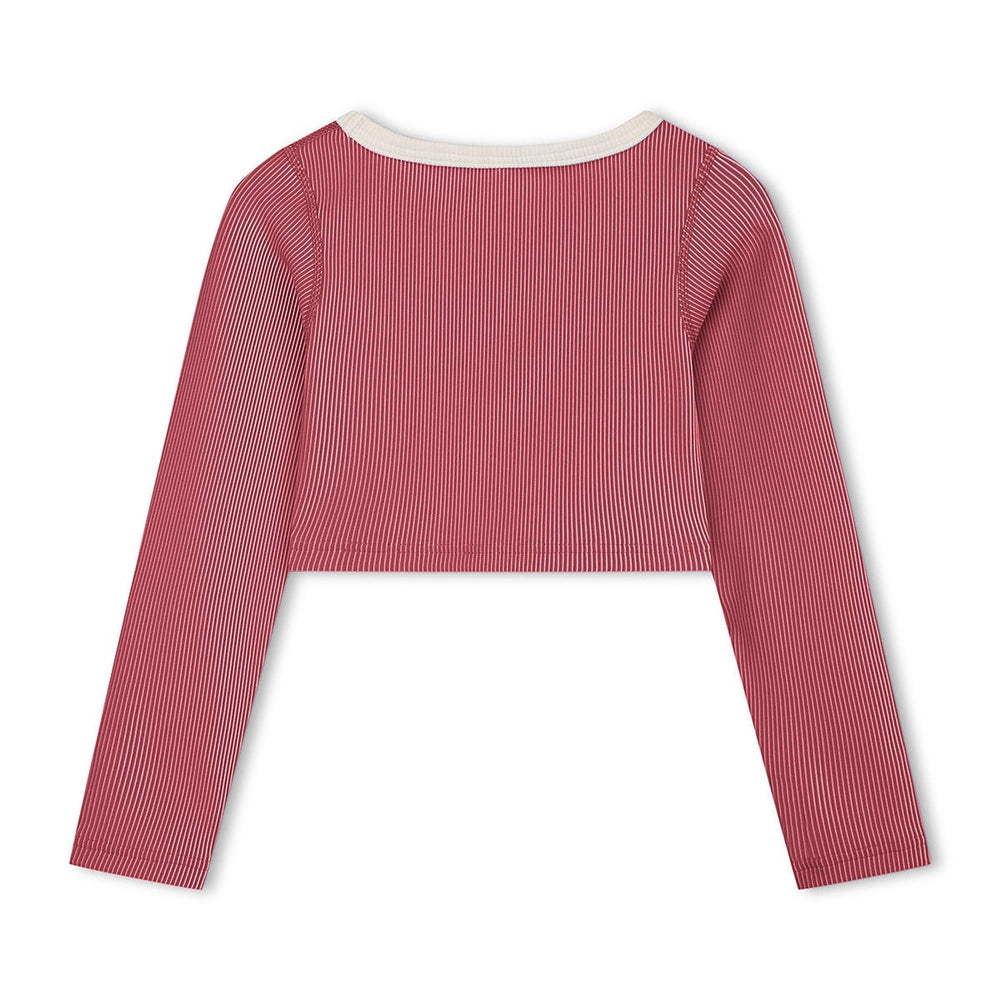 Zulu & Zephyr Mini Stripe Crop Rashie: Clay Red - back