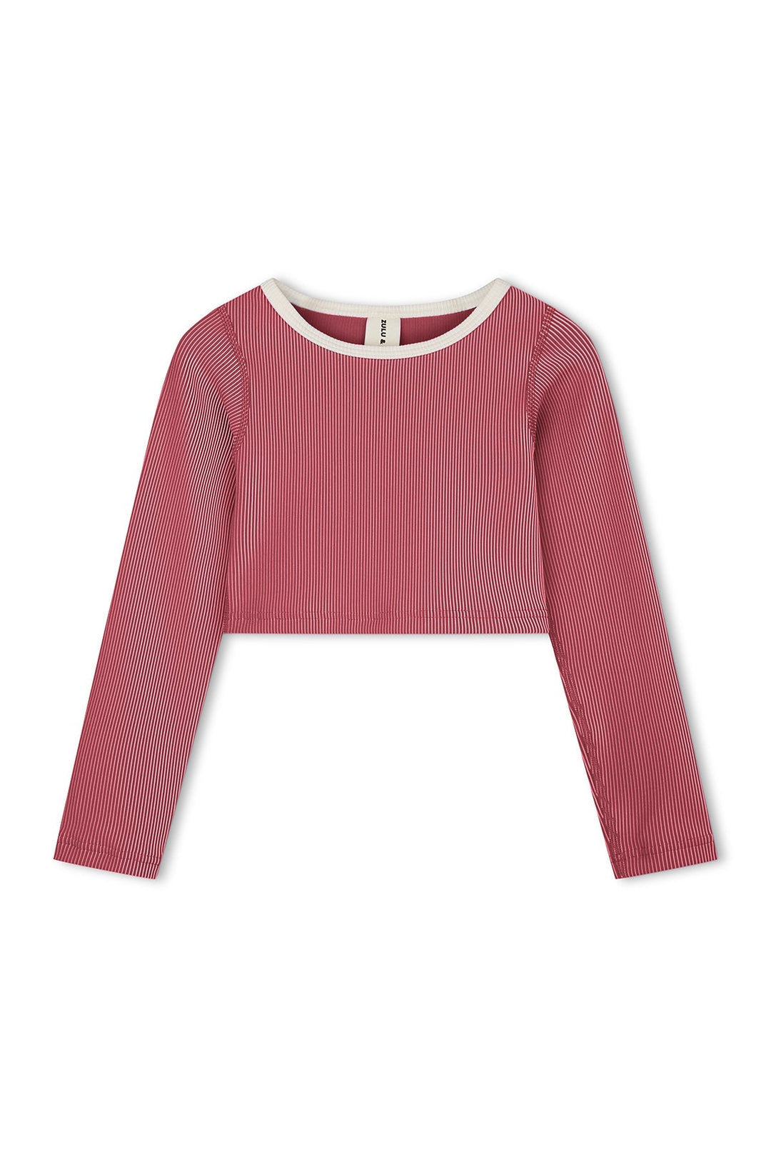 Zulu &amp; Zephyr Mini Stripe Crop Rashie Clay Red front