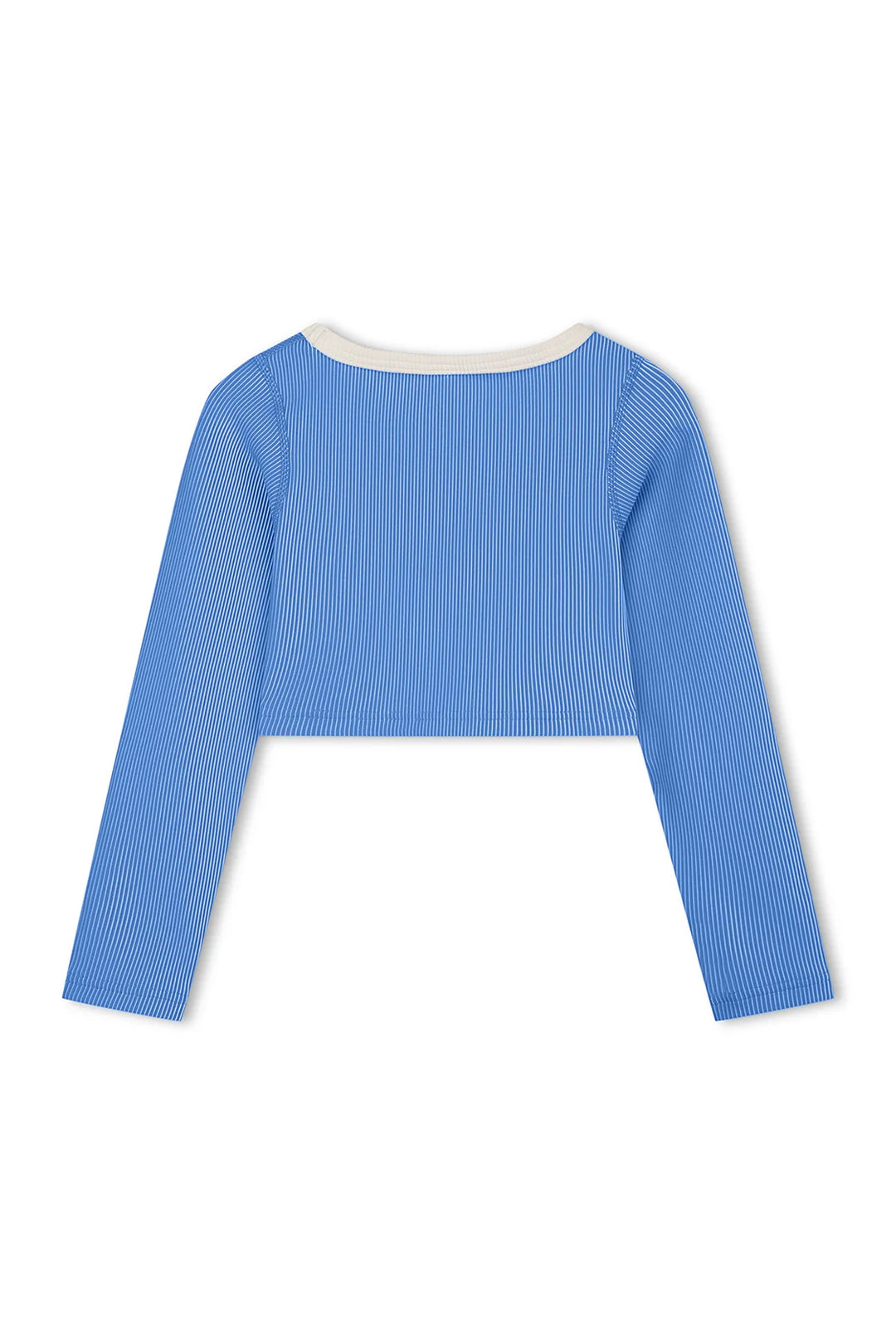 ZULU &amp; ZEPHYR MINI STRIPE RIB CROP RASHIE: SKY BLUE