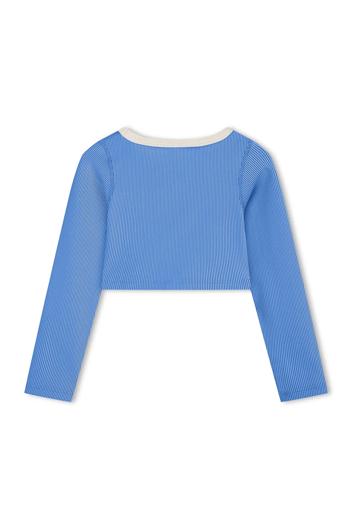 ZULU &amp; ZEPHYR MINI STRIPE RIB CROP RASHIE: SKY BLUE