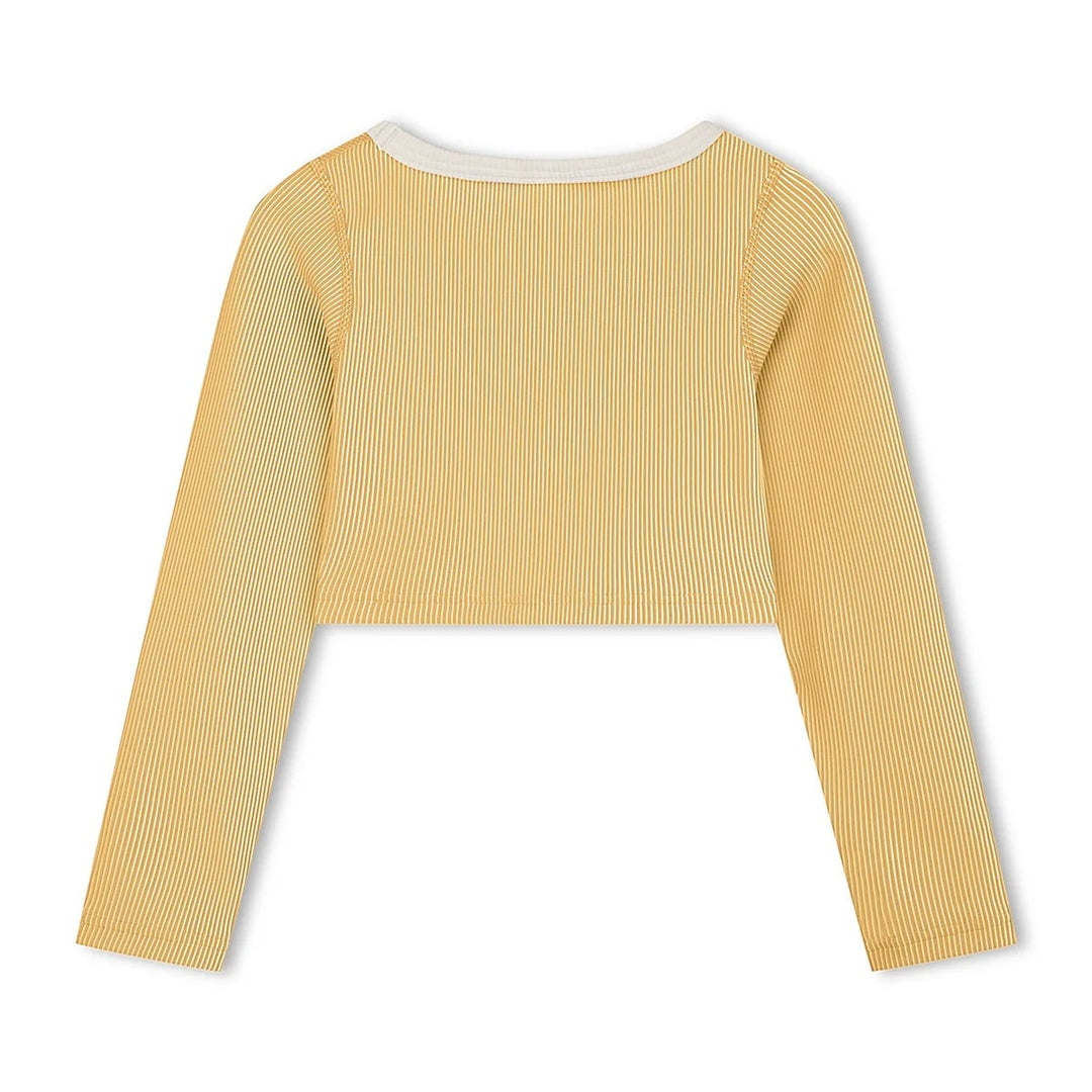 ZULU &amp; ZEPHYR MINI STRIPE RIB CROP RASHIE: MARIGOLD