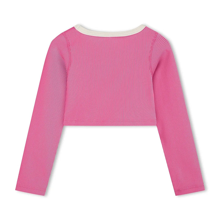 ZULU &amp; ZEPHYR MINI STRIPE RIB CROP RASHIE: SHELL PINK