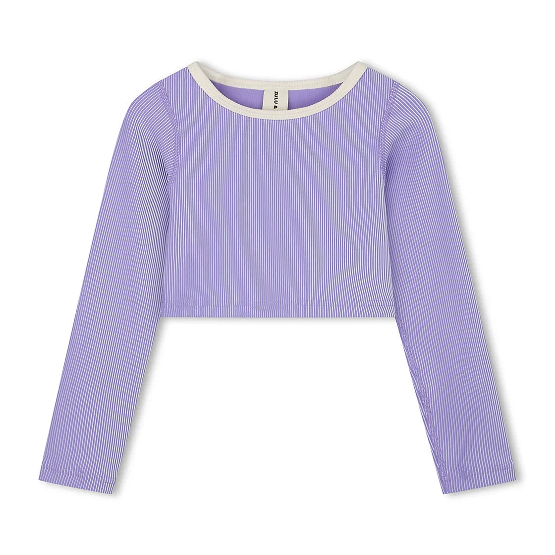 ZULU & ZEPHYR MINI STRIPE RIB CROP RASHIE: GRAPE