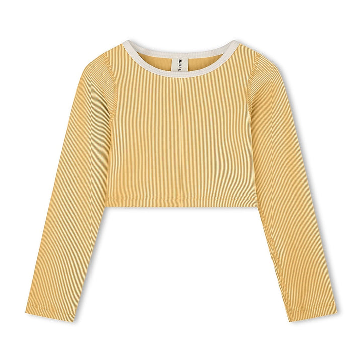 ZULU &amp; ZEPHYR MINI STRIPE RIB CROP RASHIE: MARIGOLD