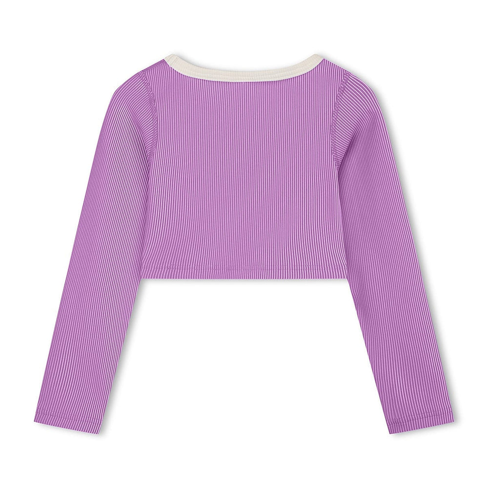 Zulu & Zephyr Mini Stripe Crop Rashie: Lilac - back