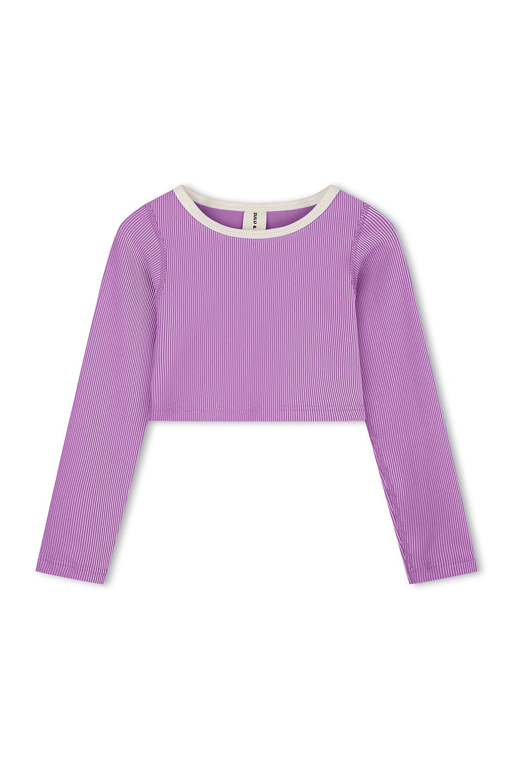 Zulu &amp; Zephyr Mini Stripe Crop Rashie Lilac front