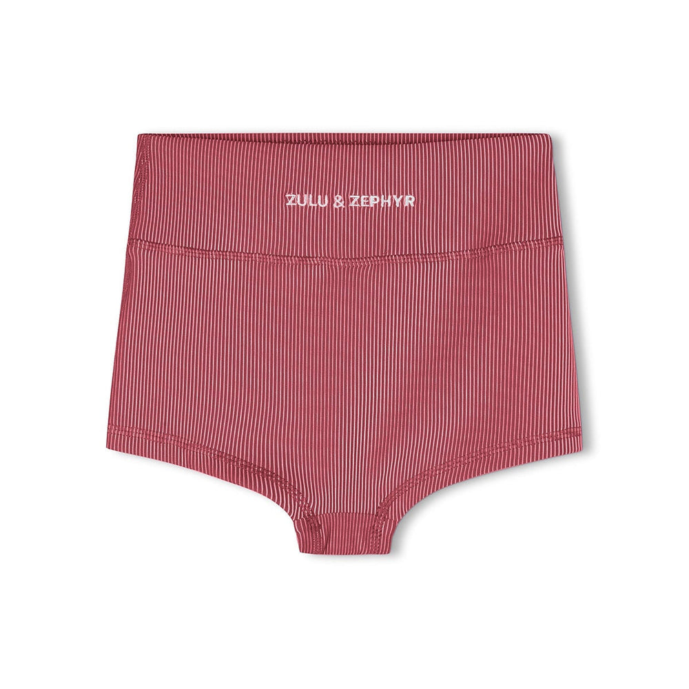 Zulu & Zephyr Mini Stripe Boy Short: Clay Red - back