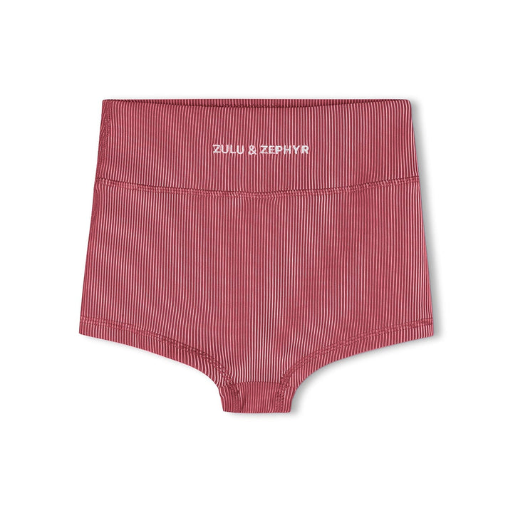 Zulu &amp; Zephyr Mini Stripe Boy Short: Clay Red - back