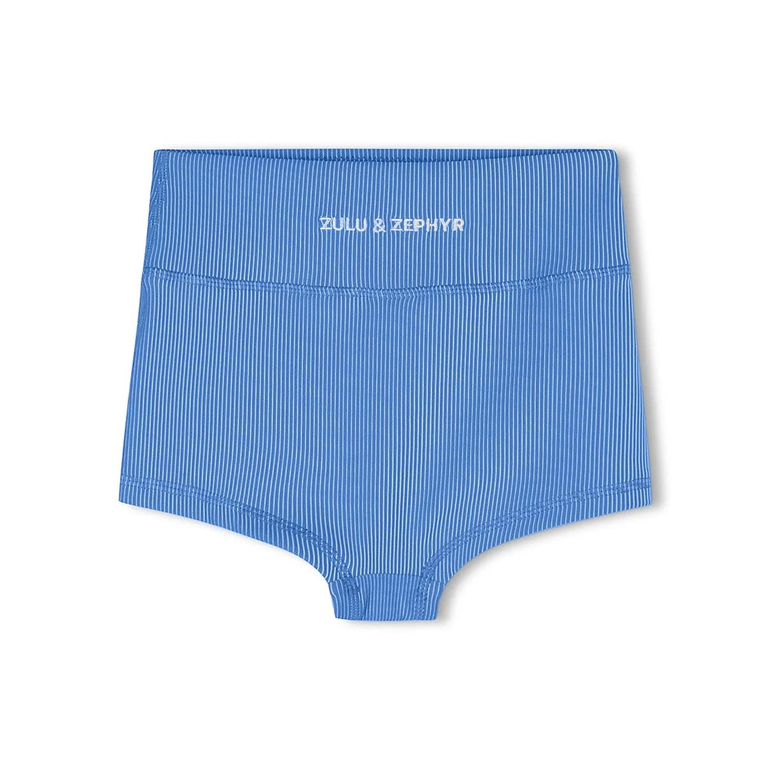 ZULU &amp; ZEPHYR MINI STRIPE RIB BOY SHORT: SKY BLUE