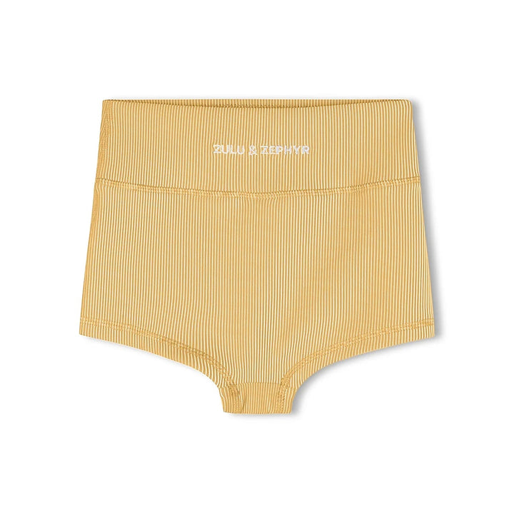 ZULU &amp; ZEPHYR MINI STRIPE RIB BOY SHORT: MARIGOLD