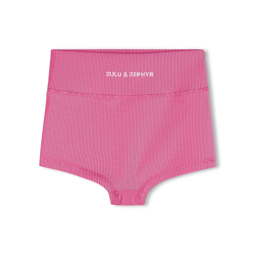 ZULU &amp; ZEPHYR MINI STRIPE RIB BOY SHORT: SHELL PINK
