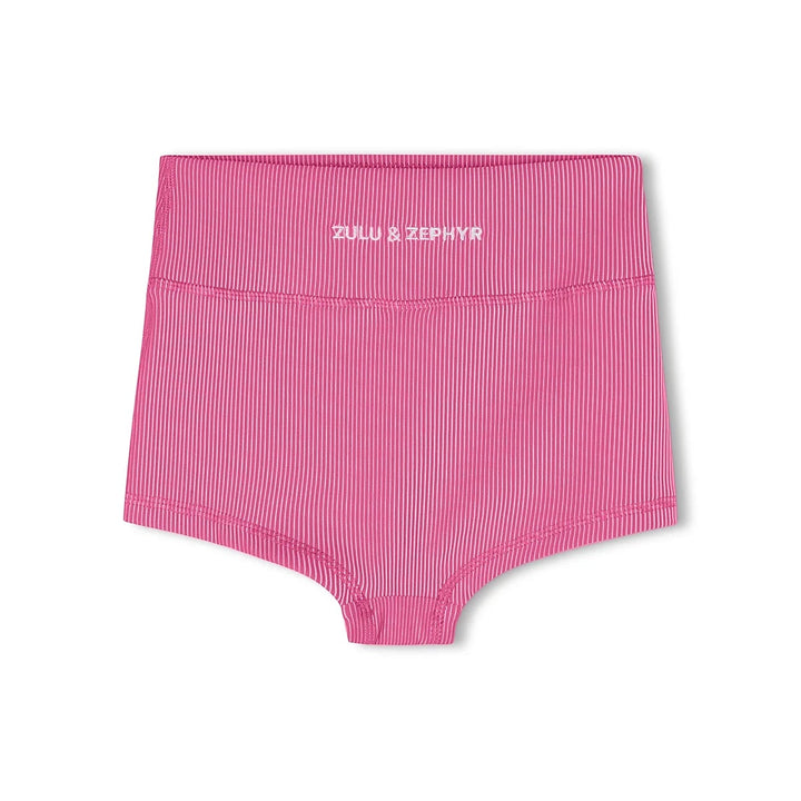 ZULU &amp; ZEPHYR MINI STRIPE RIB BOY SHORT: SHELL PINK