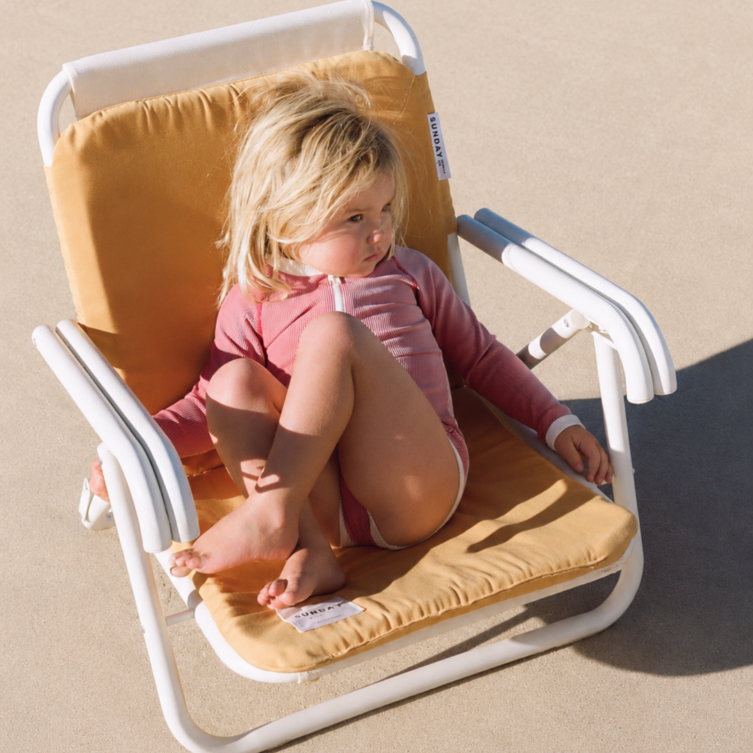 Zulu &amp; Zephyr Mini Stripe Rashie Onesie Clay Red lifestyle beach