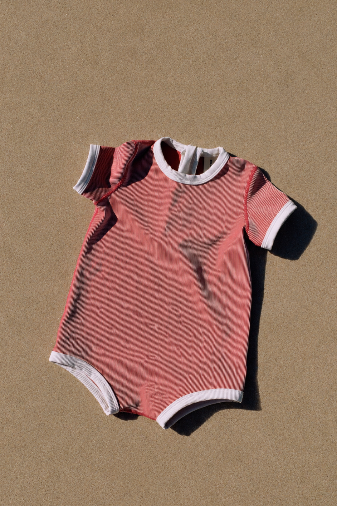 Zulu &amp; Zephyr Mini Stripe Infant Onesie Clay Red lifestyle