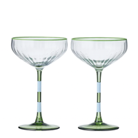 LENA GLASS RIB COUPE 2PC: BLUE/GREEN