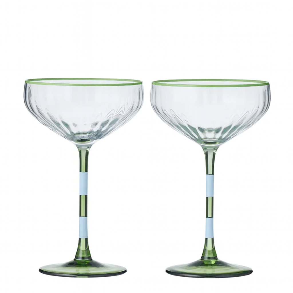LENA GLASS RIB COUPE 2PC: BLUE/GREEN