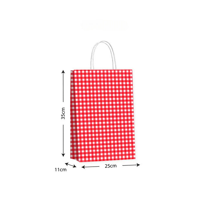 TWISTED HANDLE BAG: GINGHAM RED