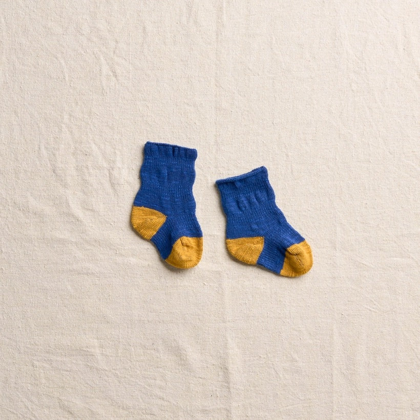 YAHAE ORGANIC COTTON "PLOOT" BABY SOCKS: BLUE