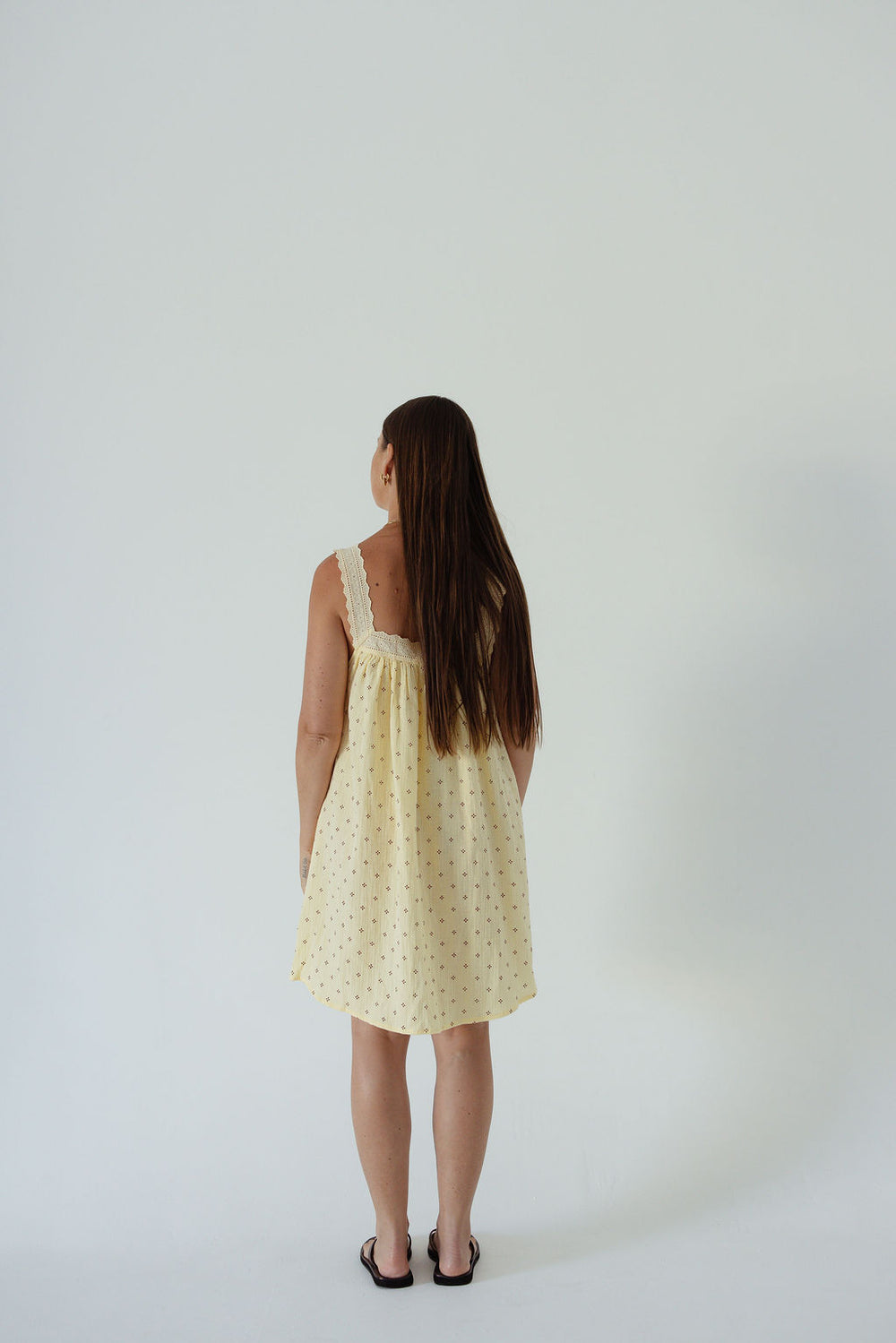 Alakai Juno Lace Neck Mini Dress in Butter