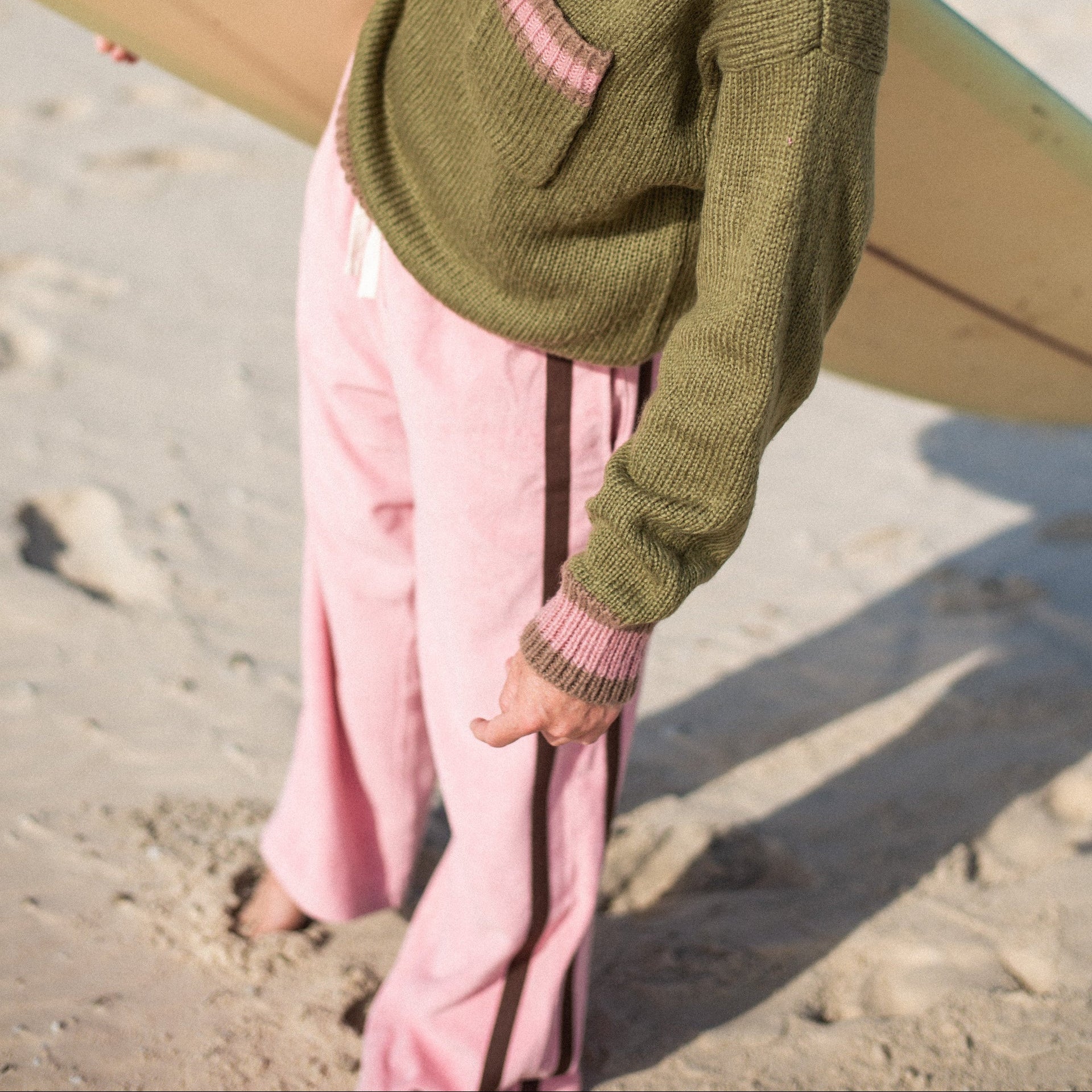 ATMOSEA APRES SURF PANT: BLUSH WITH CHOCOLATE