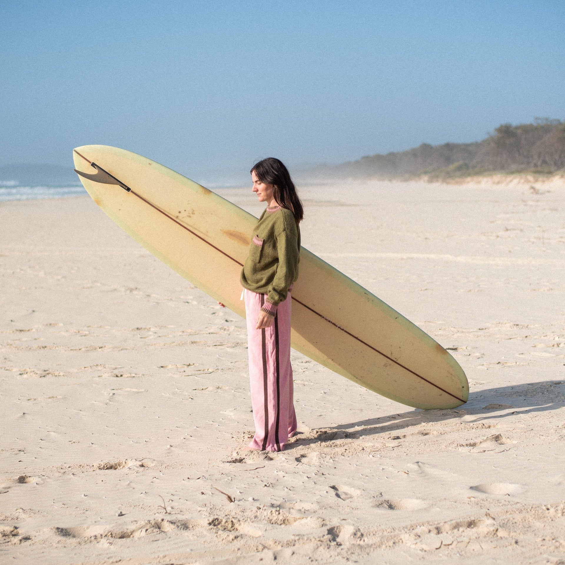 ATMOSEA APRES SURF PANT: BLUSH WITH CHOCOLATE