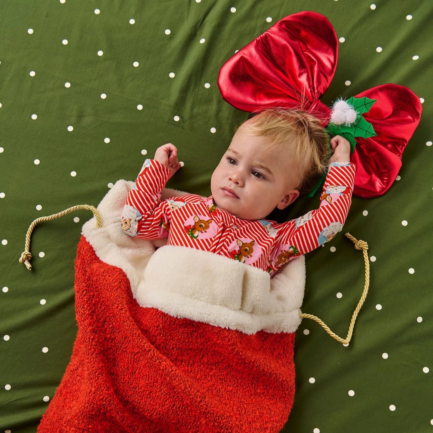 KIP & CO RED BOUCLE SANTA SACK