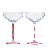 LENA GLASS RIB COUPE 2PC: PINK/ORANGE
