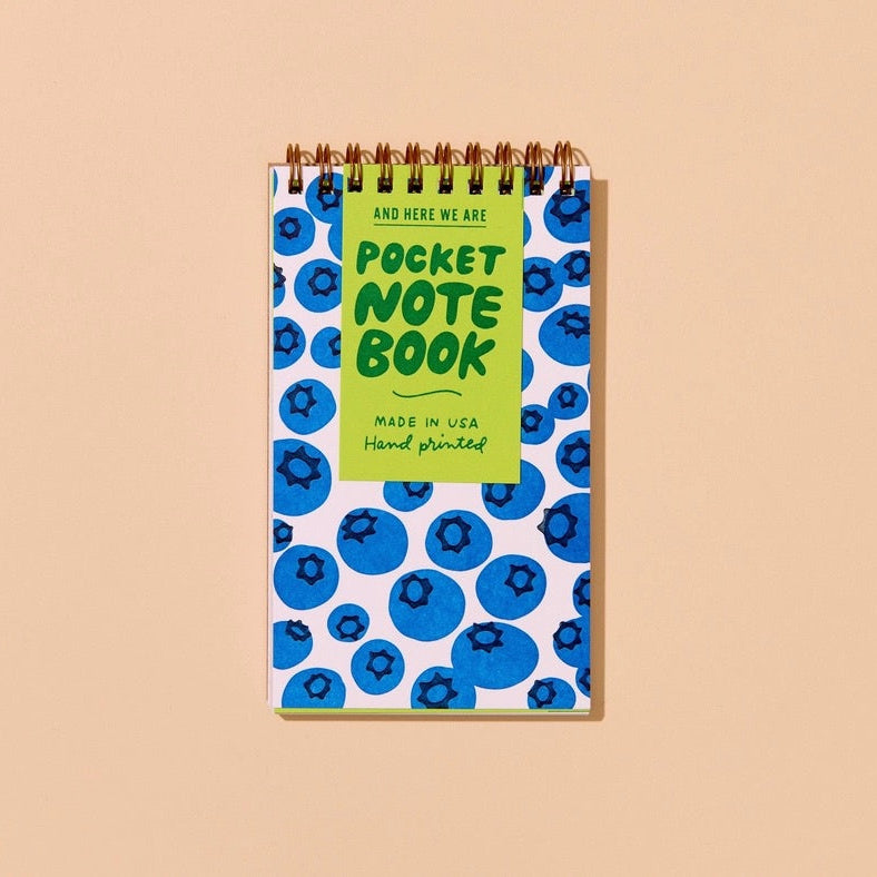 AND HERE WE ARE BLUEBERRY POCKET-SIZE SPIRAL NOTEBOOK