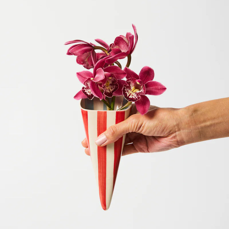 J & CO FOLLY WALL VASE: RED STRIPE