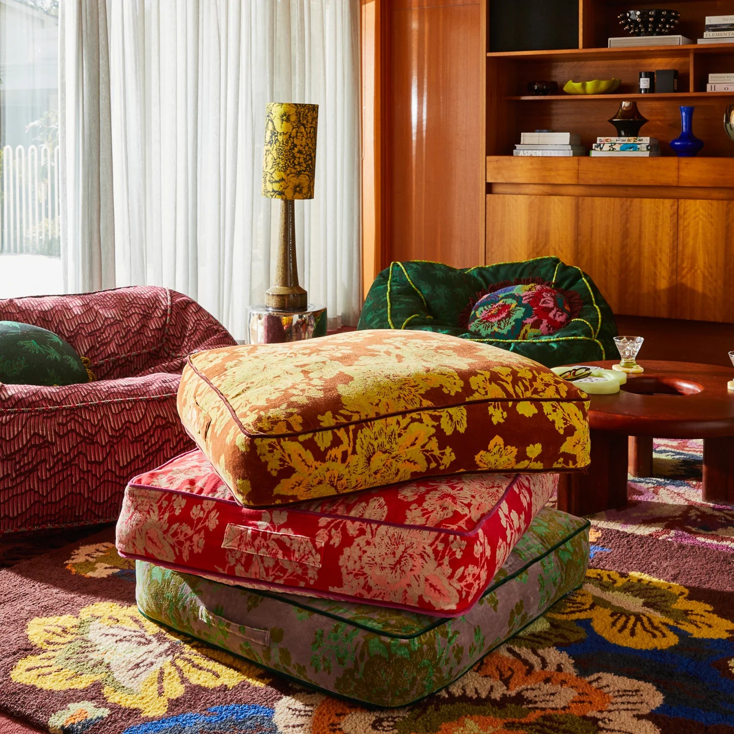 SAGE & CLARE HAZEL VELVET FLOOR CUSHION: RUSSET
