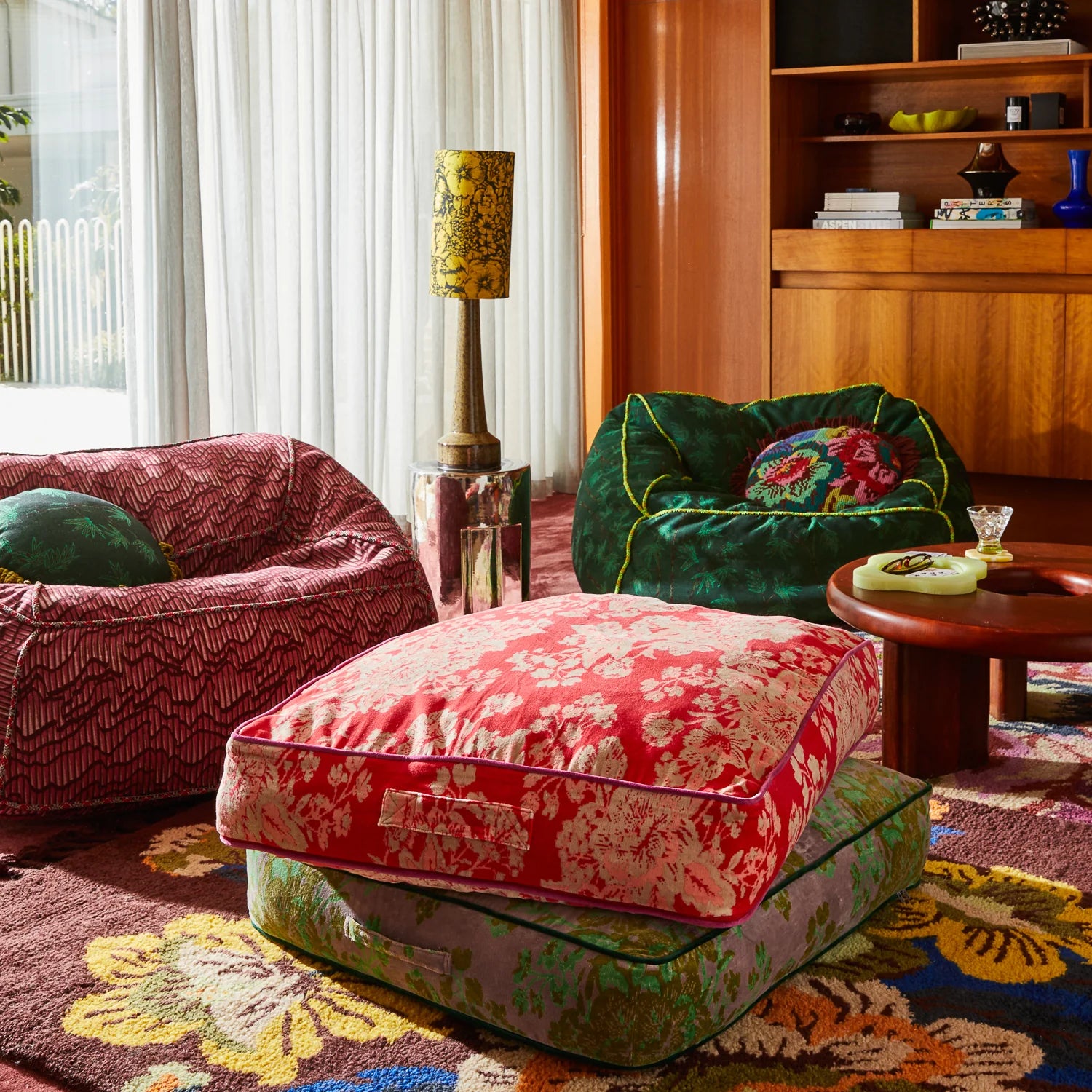 SAGE & CLARE HAZEL VELVET FLOOR CUSHION: VERMILLION