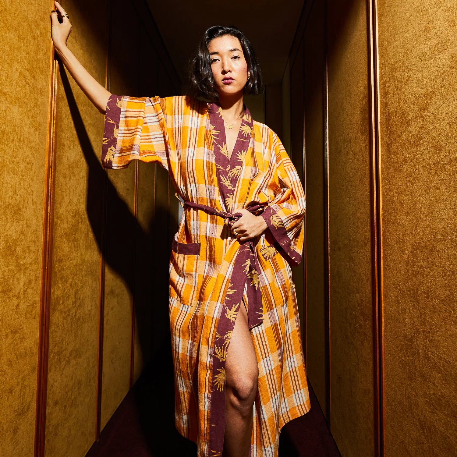 SAGE & CLARE NICOLETTE LINEN ROBE: MARIGOLD