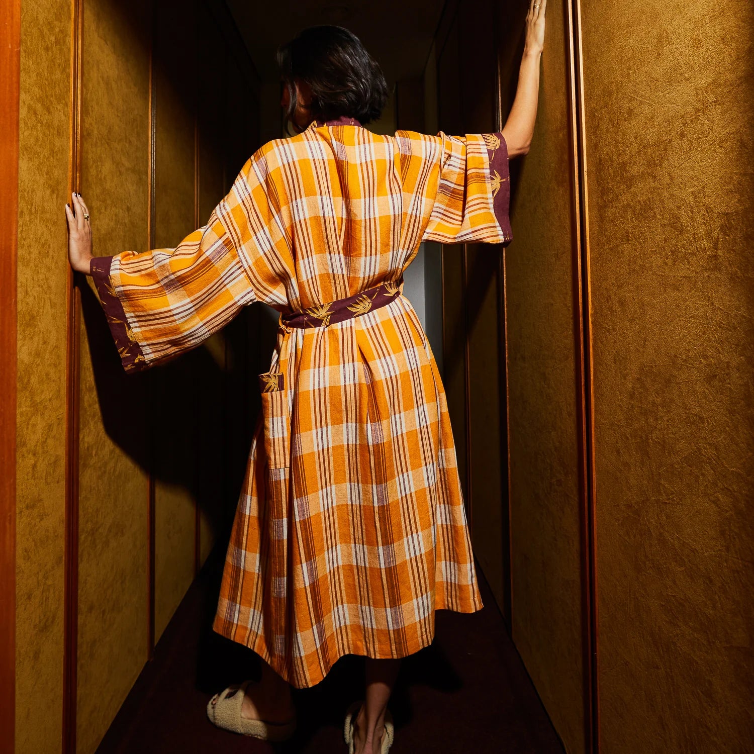 SAGE & CLARE NICOLETTE LINEN ROBE: MARIGOLD