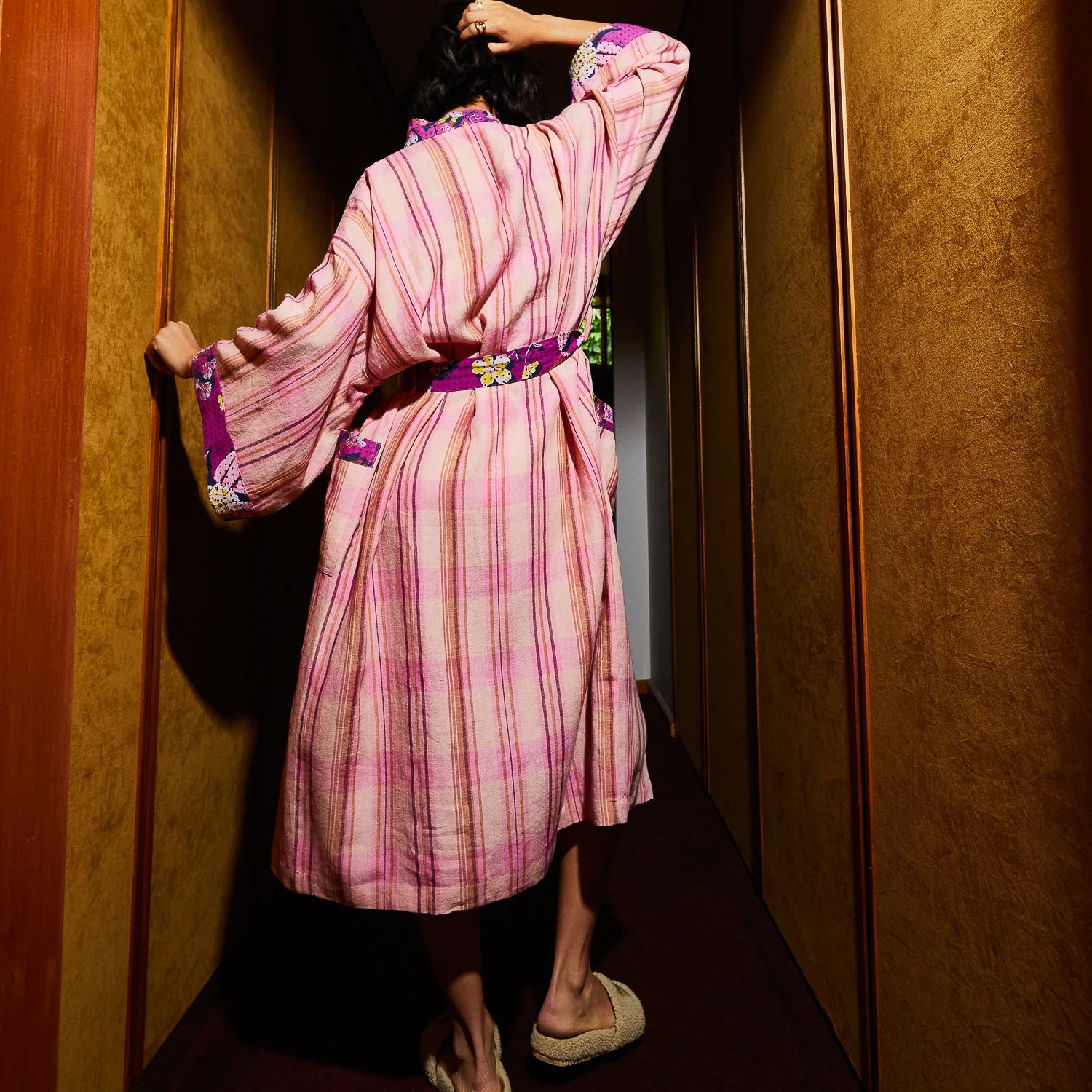 SAGE & CLARE NICOLETTE LINEN ROBE: POUDRE