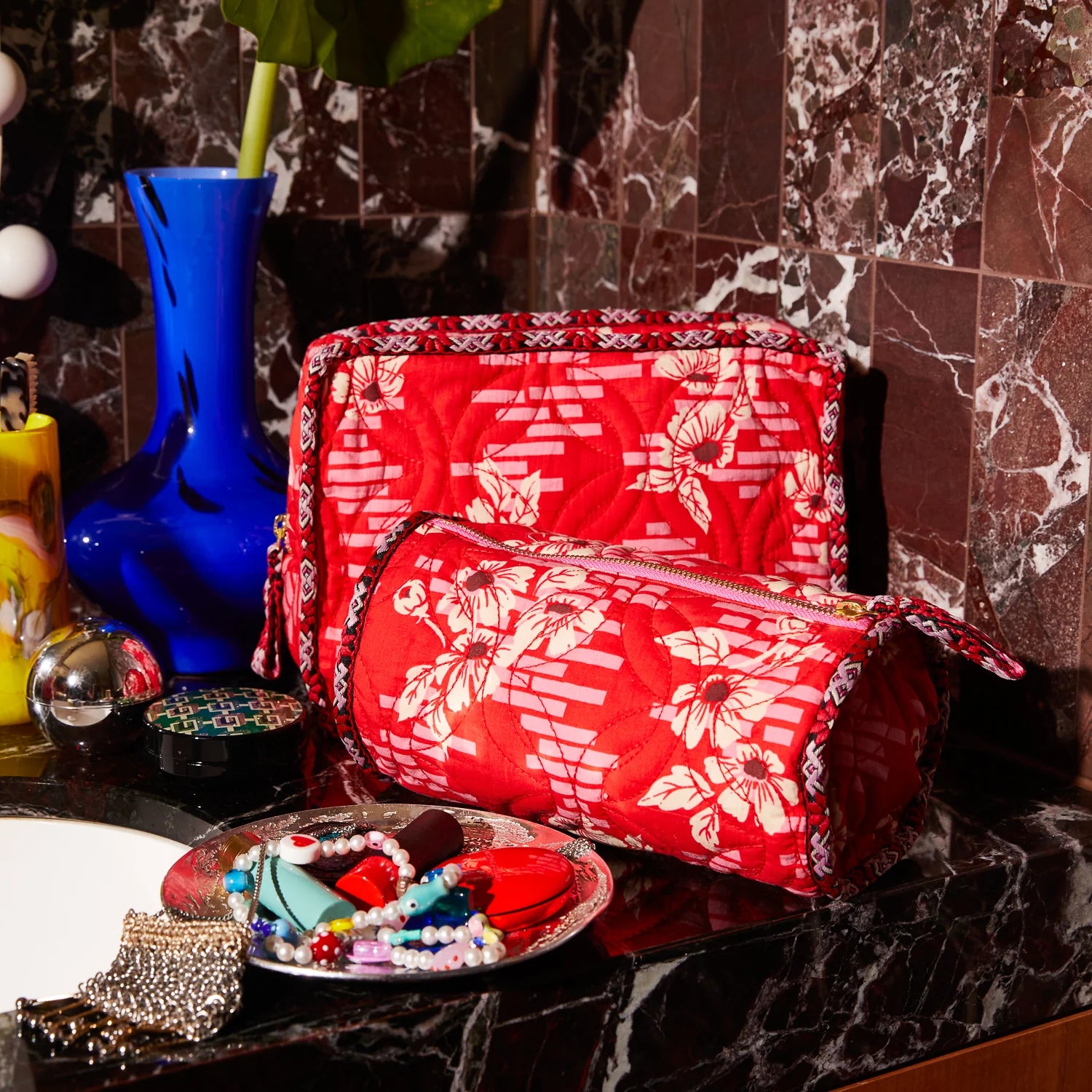 SAGE & CLARE MARTA MAKEUP BAG: VERMILLION