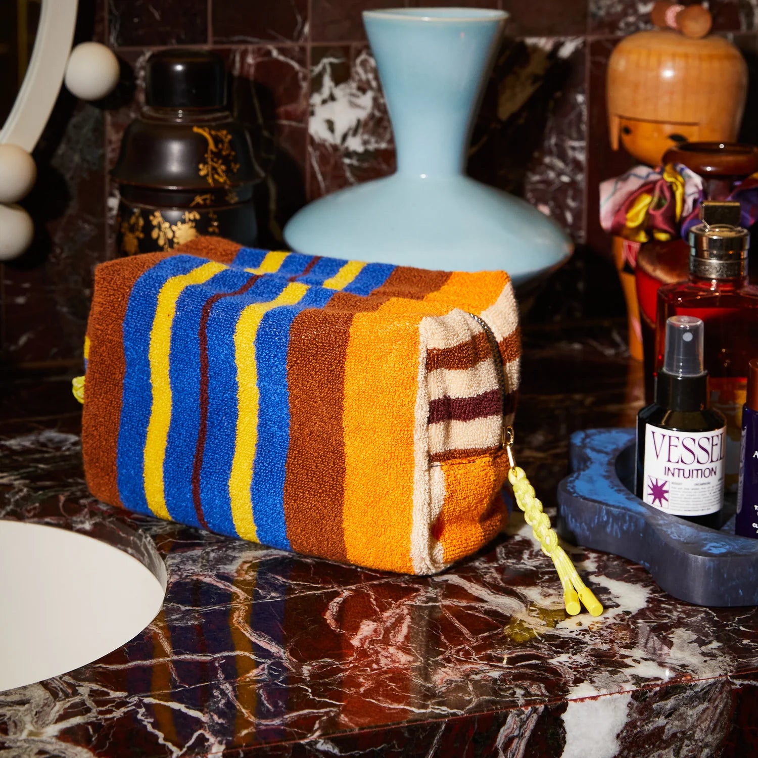 SAGE & CLARE NICOLETTE TERRY POUCH: RUSSET/ LARGE