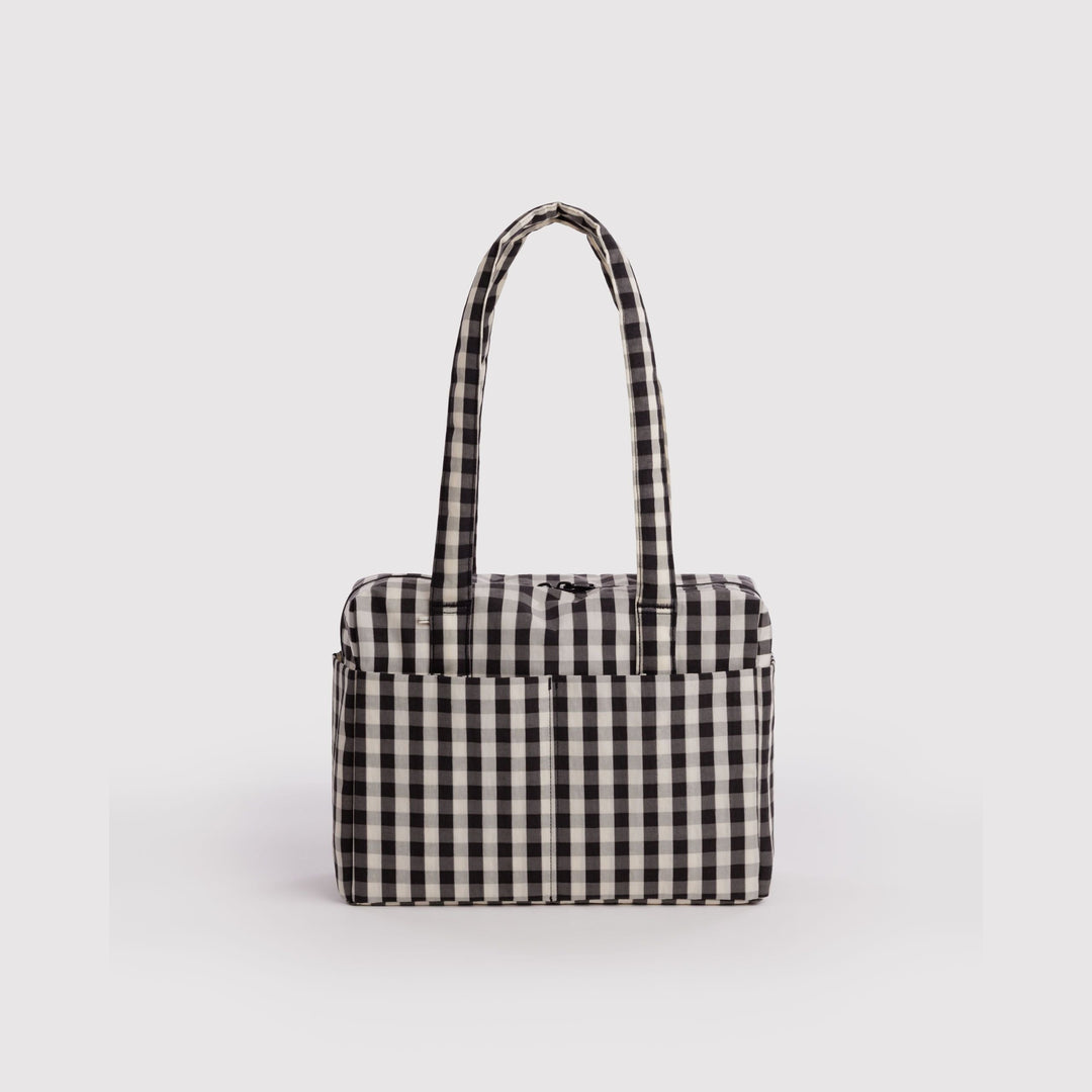 BAGGU EVERYDAY CLOUD BAG: BLACK + CREAM GINGHAM