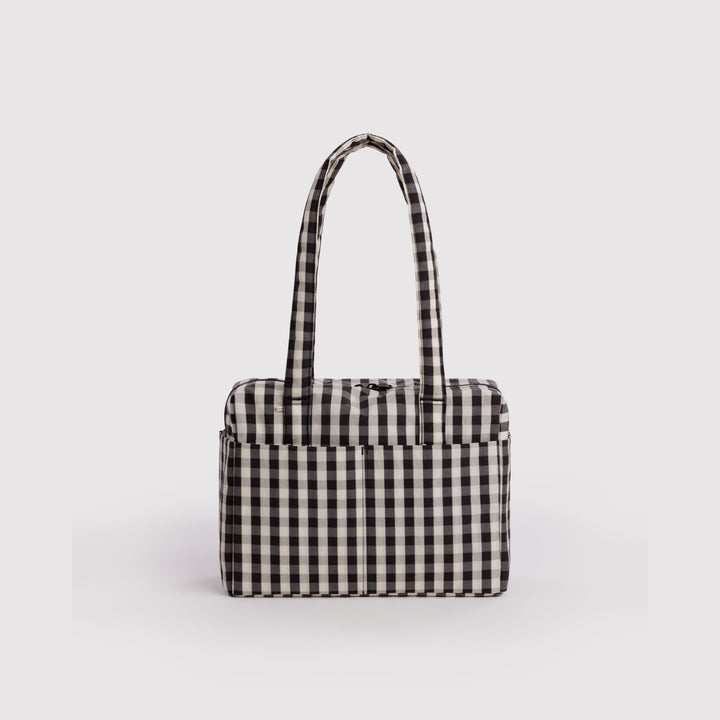 BAGGU EVERYDAY CLOUD BAG: BLACK + CREAM GINGHAM