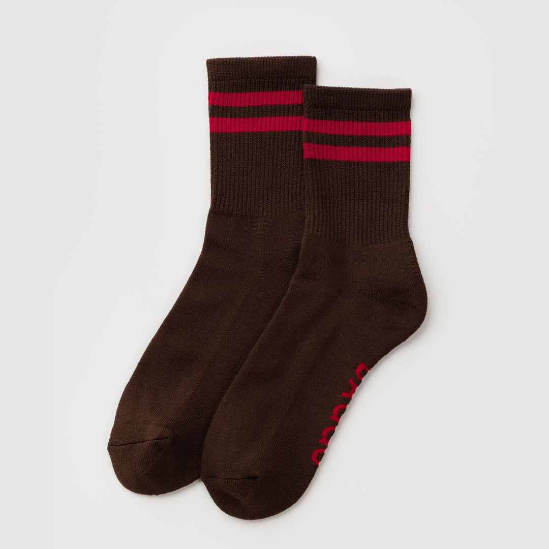 BAGGU RIBBED SOCK: COFFEE STRIPE