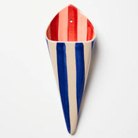 J & CO FOLLY WALL VASE: BLUE STRIPE