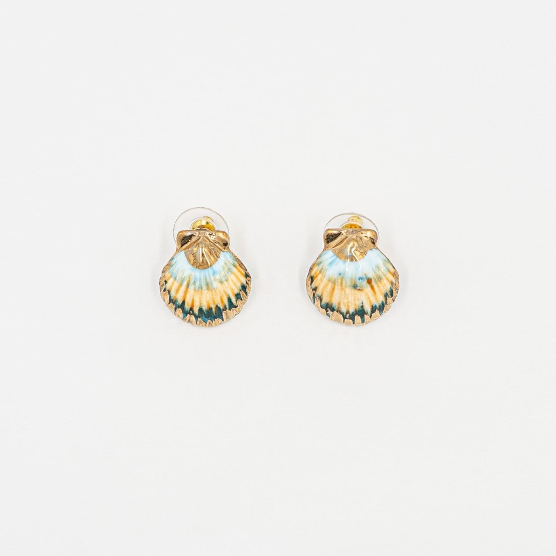 NACH BLUE/GOLD SHELL STUD EARRING