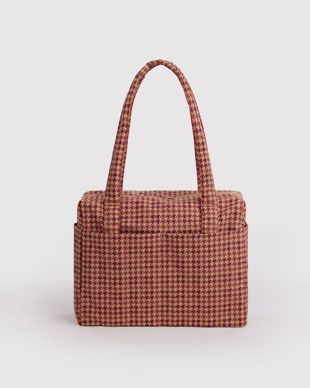 BAGGU SMALL CLOUD CARRY-ON: TAN HOUNDSTOOTH