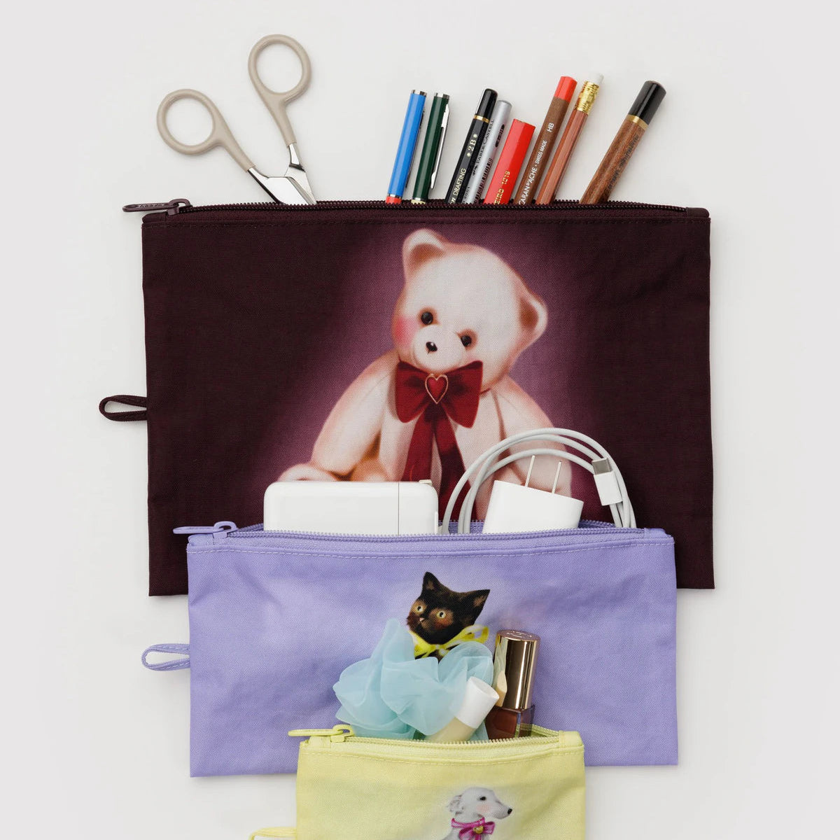 BAGGU FLAT POUCH SET: FANCY ANIMALS