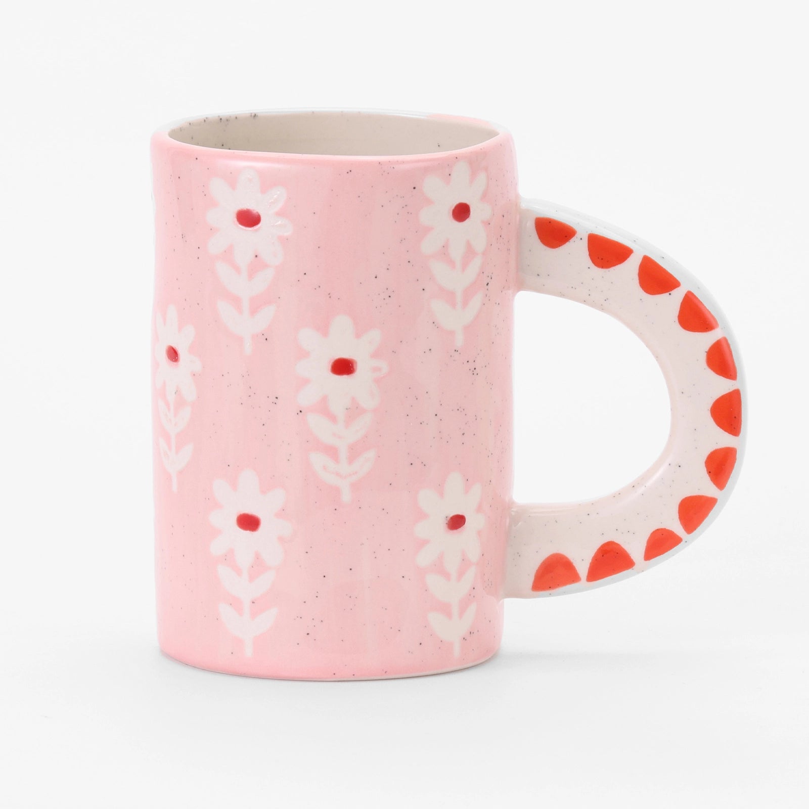 CHAGOART CERAMIC HANDMADE COFFEE MUG: PINK FLORAL