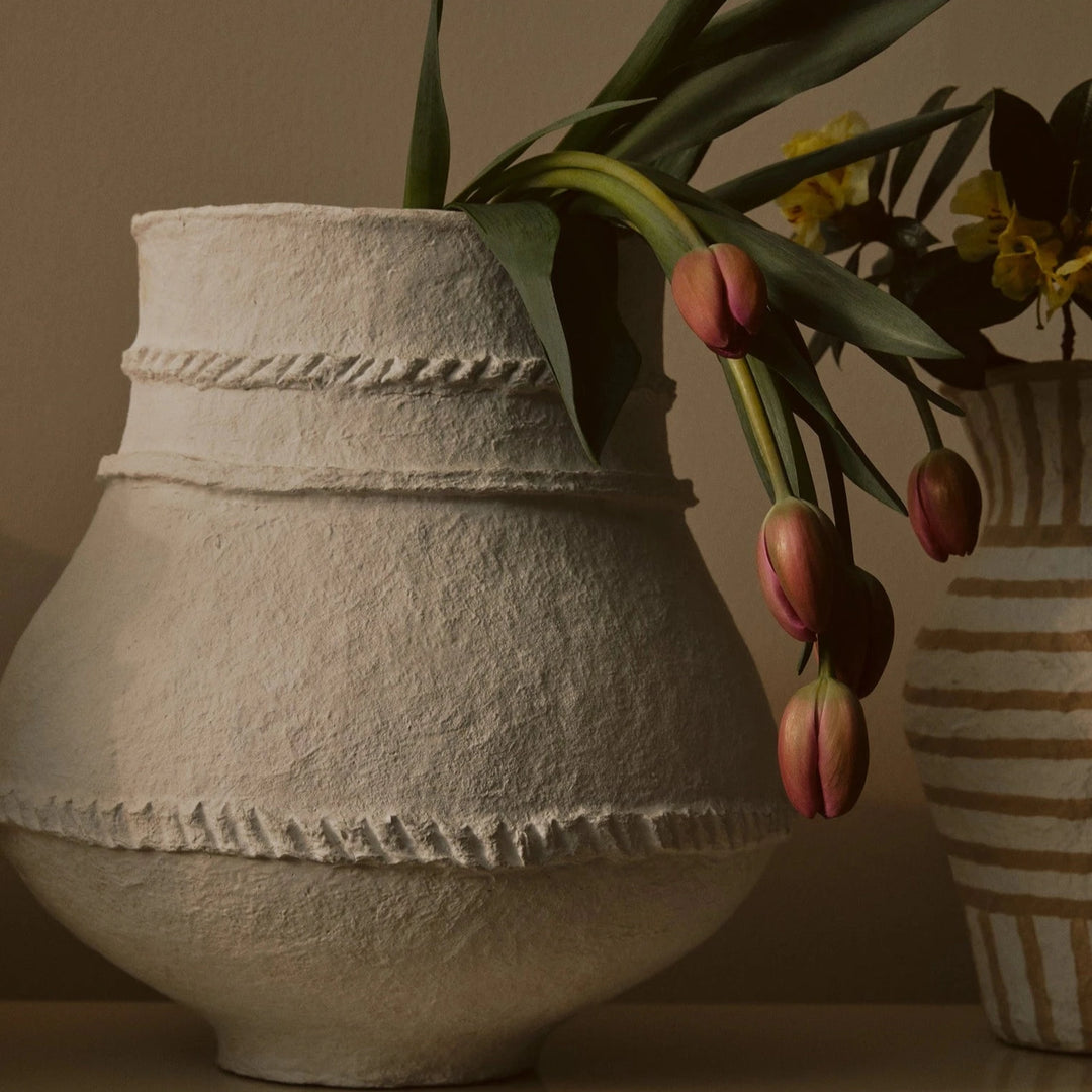 MARMOSET FOUND COTTON MACHE ROPE VESSEL: MOONLIGHT