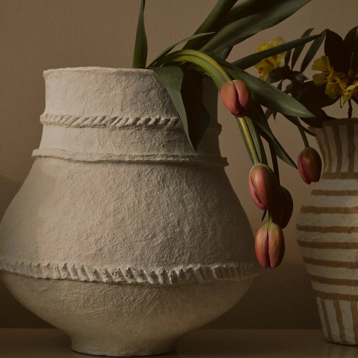 MARMOSET FOUND COTTON MACHE ROPE VESSEL: MOONLIGHT