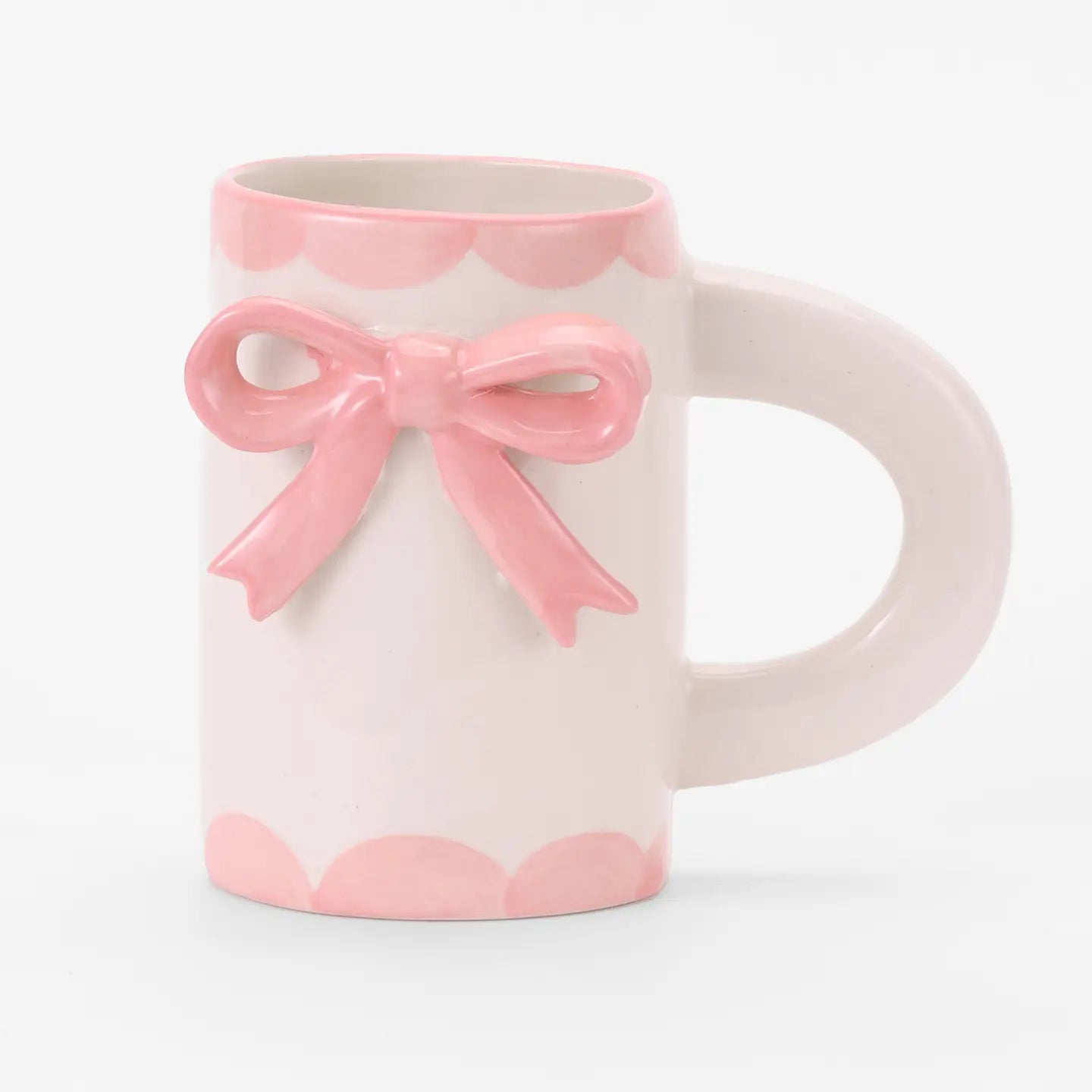 CHAGOART CERAMIC HANDMADE COFFEE MUG: LARGE PINK BOW