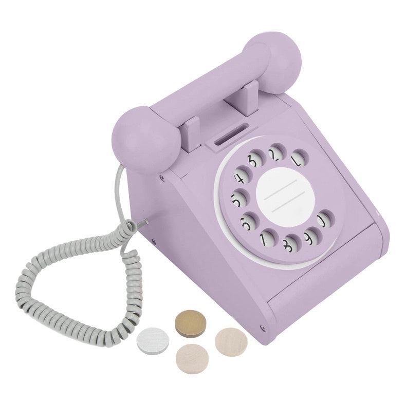 IMAGINE THAT WOODEN ROTARY TELEPHONE: LAVENDER